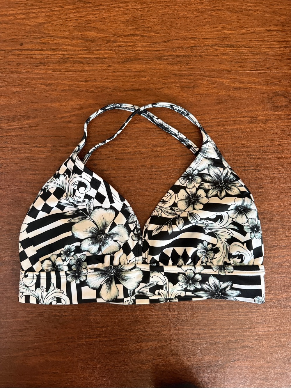 Ktrna Women’s Black & White Floral Strappy Dance Top